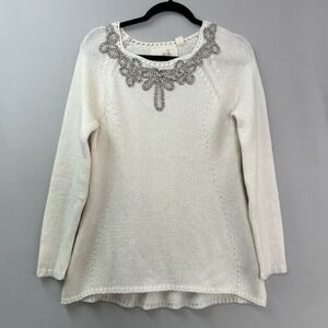 Anthropologie Angel of the North Bobine Tunic Sweater Womens Sz M Cream